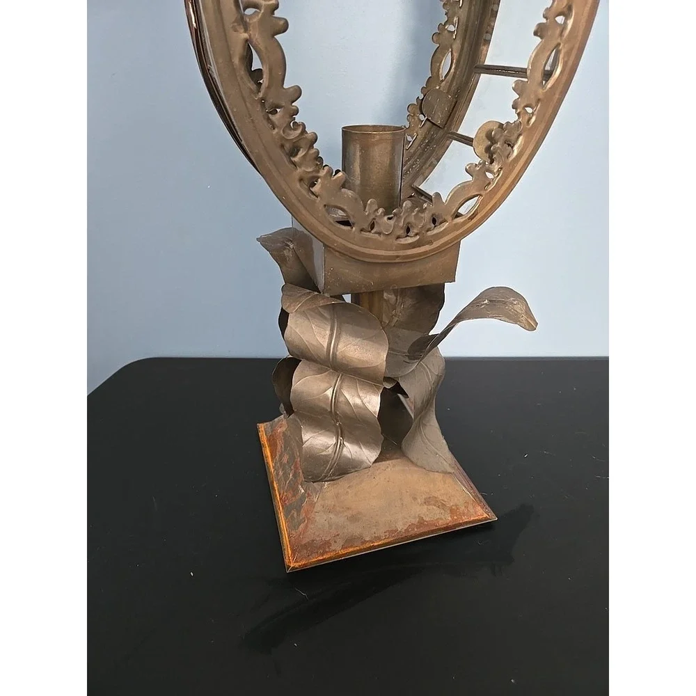 Baroque Mexican Tin Metal Lantern Lamp Ornate Handmade‎ Pedestal Sun Flower